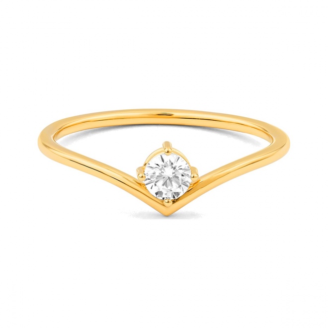 Anillo Solitario de oro amarillo de 18 Kt con diamante de 0,20 ct