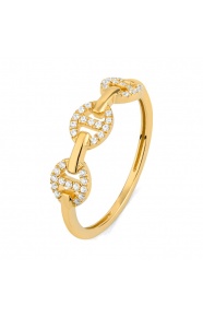 Anillo de oro amarillo de 18 Kt con diamantes de 0,12 ct