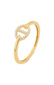 Anillo de oro amarillo de 18 Kt con diamantes de 0,07 ct