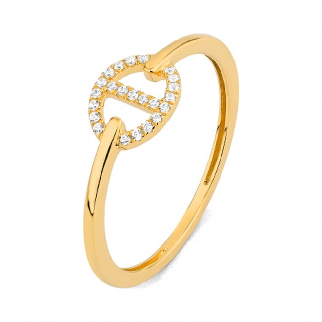 Anillo de oro amarillo de 18 Kt con diamantes de 0,07 ct