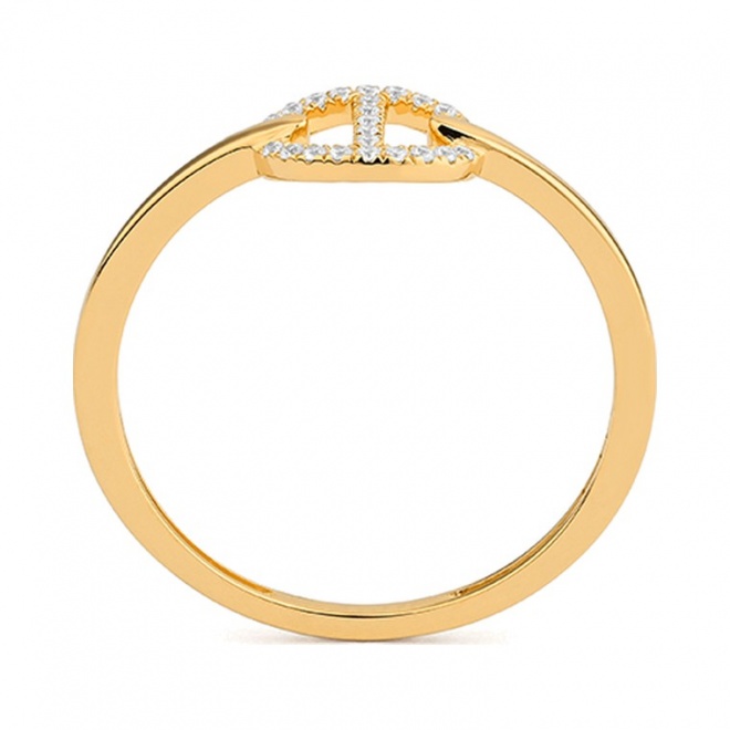 Anillo de oro amarillo de 18 Kt con diamantes de 0,07 ct