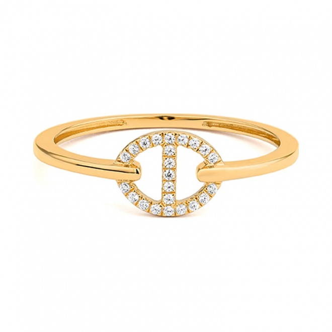Anillo de oro amarillo de 18 Kt con diamantes de 0,07 ct