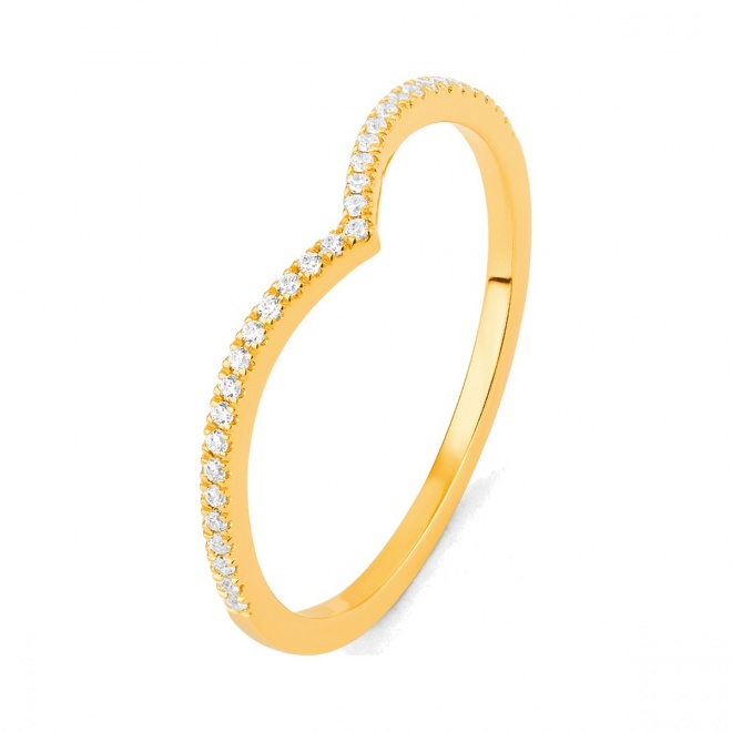Anillo de oro amarillo de 18 Kt con diamantes de 0,10 ct