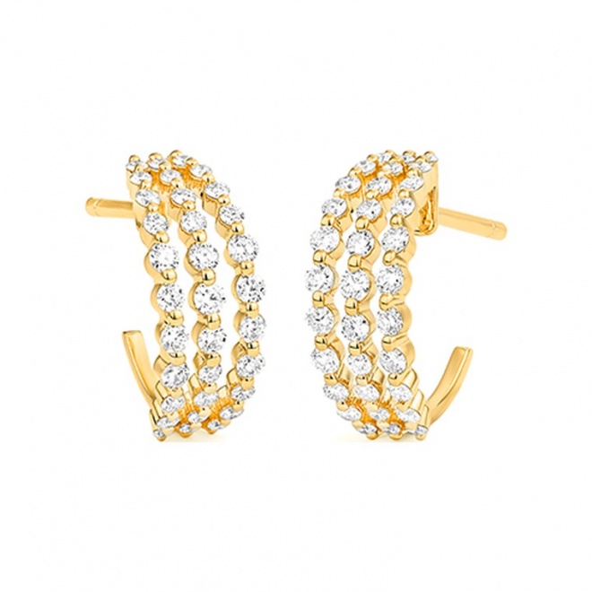 Pendientes Medias criollas de oro amarillo de 18 Kt con diamantes de 0,65 ct