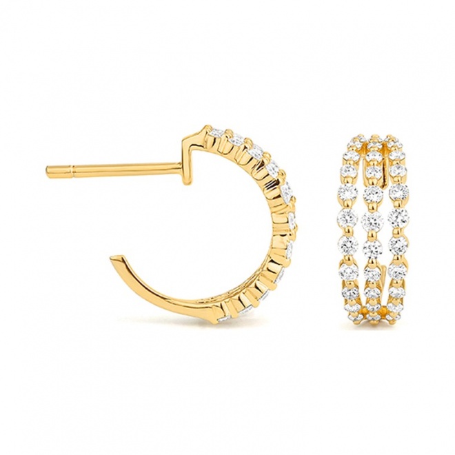 Pendientes Medias criollas de oro amarillo de 18 Kt con diamantes de 0,65 ct