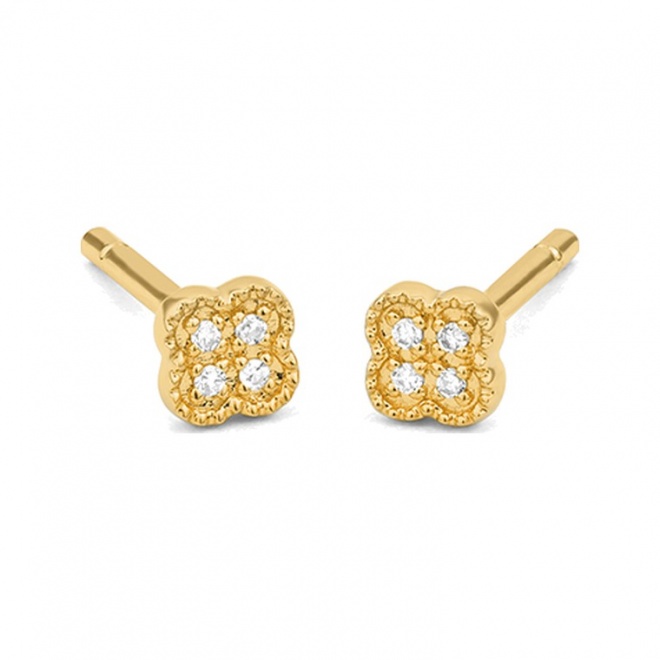 Pendientes de oro amarillo de 18 Kt con diamantes de 0,03 ct