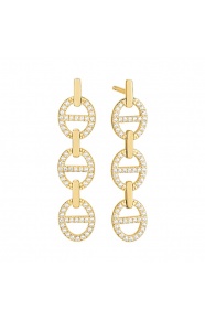 Pendientes Largos de oro amarillo de 18 Kt con diamantes de 0,38 ct