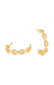 Pendientes Medias criollas de oro amarillo de 18 Kt con diamantes de 0,38 ct