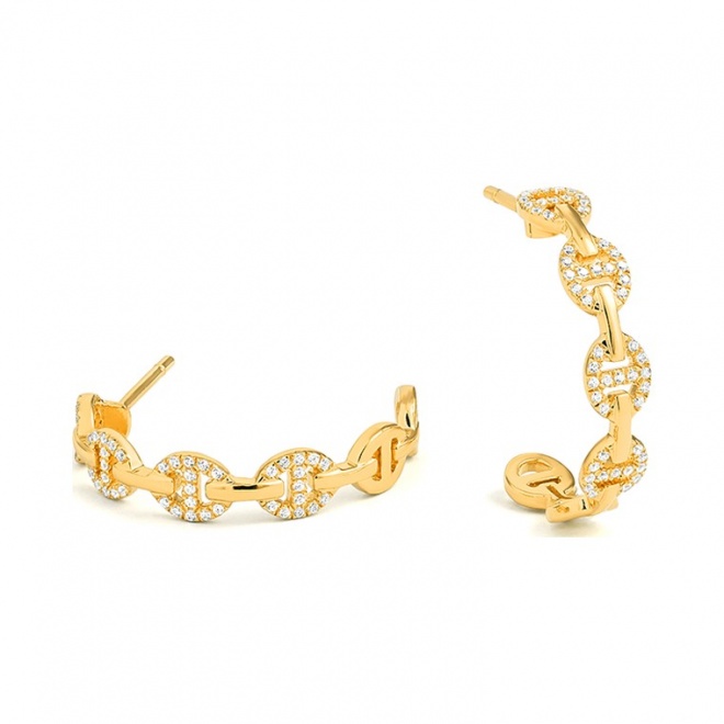Pendientes Medias criollas de oro amarillo de 18 Kt con diamantes de 0,38 ct