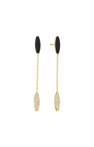 Pendientes Largos de oro amarillo de 18 Kt con diamantes de 0,15 ct