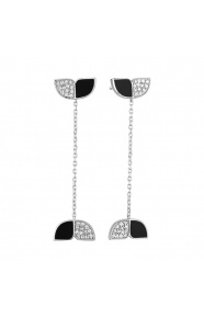 Pendientes Largos de oro blanco de 18 Kt con diamantes de 0,25 ct