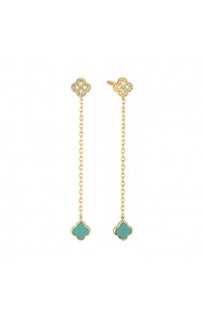 Pendientes Largos de oro amarillo de 18 Kt con diamantes de 0,04 ct