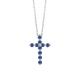 Colgante Cruz de oro blanco de 18 Kt con piedra de color
