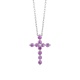 Colgante Cruz de oro blanco de 18 Kt con piedra de color