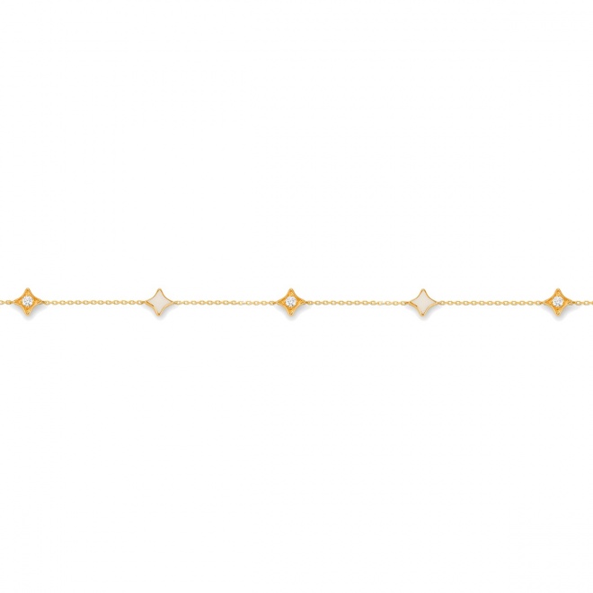 Collar Cadena con motivos de oro amarillo de 18 Kt con diamantes de 0,25 ct