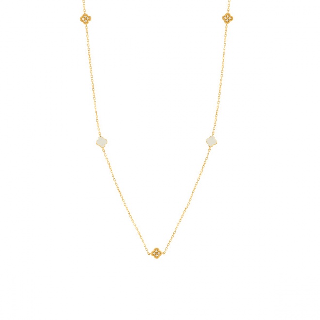 Collar Cadena con motivos de oro amarillo de 18 Kt con diamantes de 0,06 ct