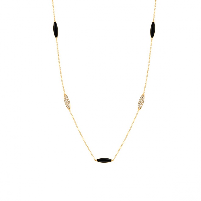 Collar Cadena con motivos de oro amarillo de 18 Kt con diamantes de 0,31 ct