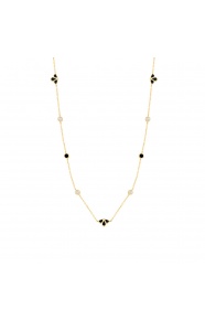 Collar Cadena con motivos de oro amarillo de 18 Kt con diamantes de 0,26 ct