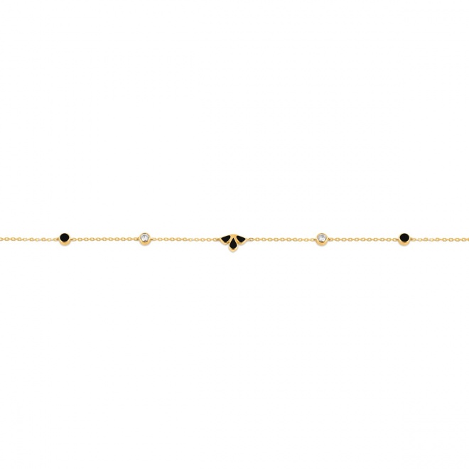 Collar Cadena con motivos de oro amarillo de 18 Kt con diamantes de 0,26 ct