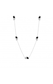 Collar Cadena con motivos de oro blanco de 18 Kt con diamantes de 0,40 ct