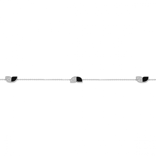 Collar Cadena con motivos de oro blanco de 18 Kt con diamantes de 0,40 ct