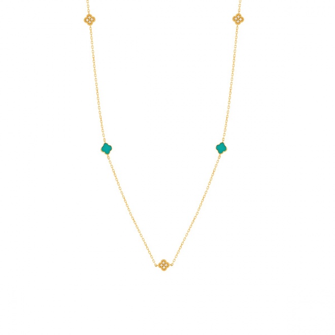 Collar Cadena con motivos de oro amarillo de 18 Kt con diamantes de 0,06 ct