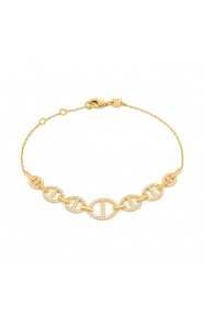Pulsera con motivo y cadena de oro amarillo de 18 Kt con diamantes de 0,42 ct