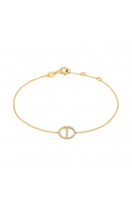 Pulsera con motivo y cadena de oro amarillo de 18 Kt con diamantes de 0,11 ct
