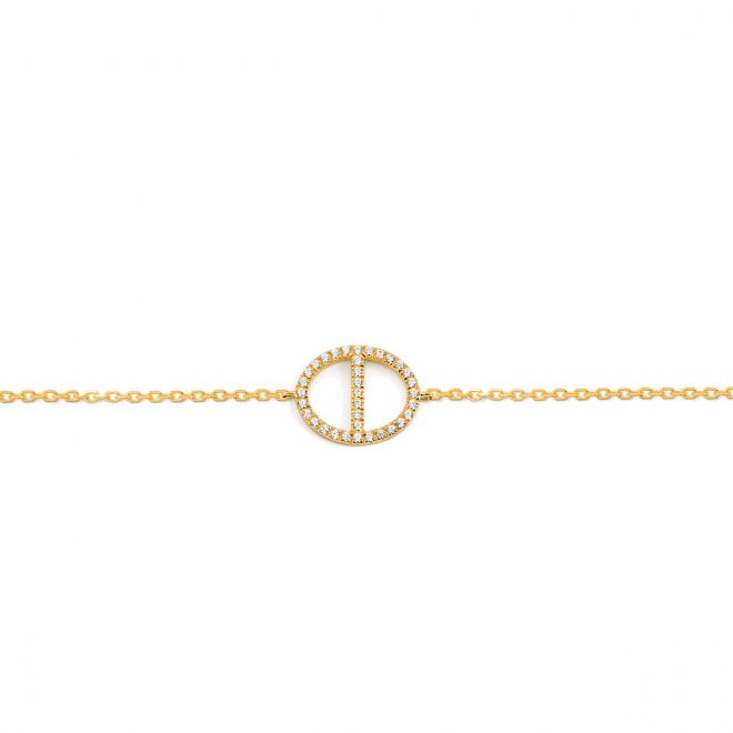 Pulsera con motivo y cadena de oro amarillo de 18 Kt con diamantes de 0,11 ct