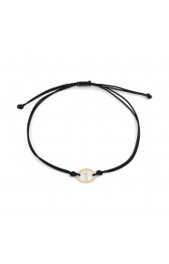 Pulsera con motivo y cadena de oro amarillo de 18 Kt con diamantes de 0,11 ct