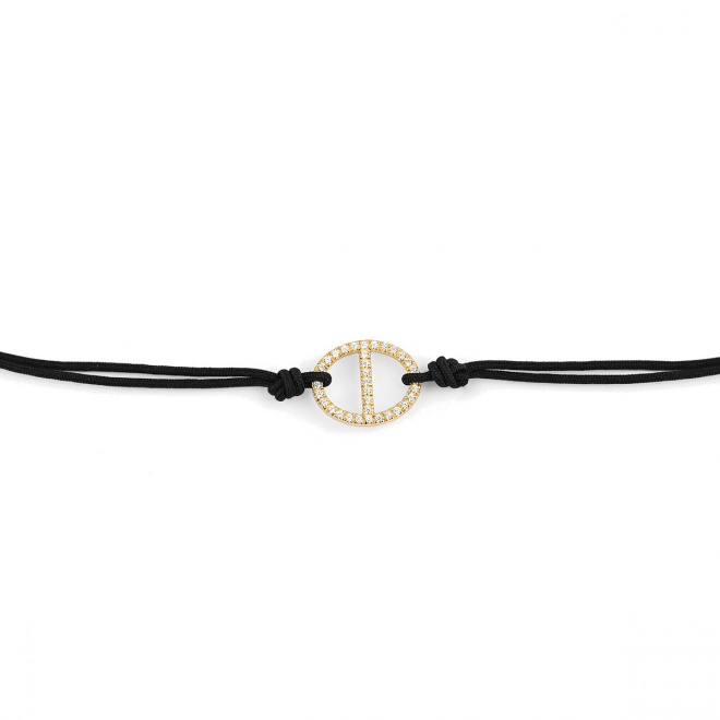 Pulsera con motivo y cadena de oro amarillo de 18 Kt con diamantes de 0,11 ct
