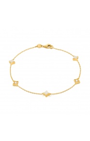 Pulsera con motivo y cadena de oro amarillo de 18 Kt con diamantes de 0,18 ct