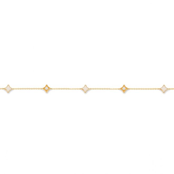Pulsera con motivo y cadena de oro amarillo de 18 Kt con diamantes de 0,18 ct