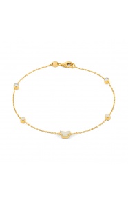 Pulsera con motivo y cadena de oro amarillo de 18 Kt con diamantes de 0,16 ct