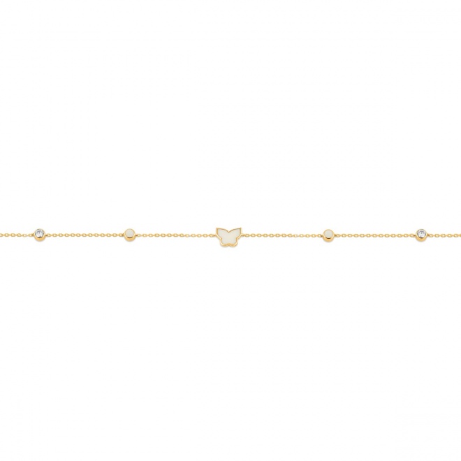 Pulsera con motivo y cadena de oro amarillo de 18 Kt con diamantes de 0,16 ct