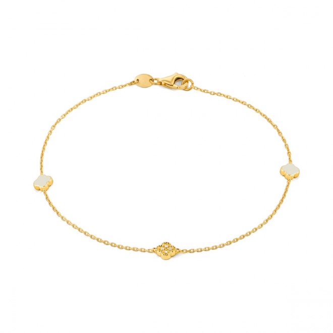 Pulsera con motivo y cadena de oro amarillo de 18 Kt con diamantes de 0,04 ct