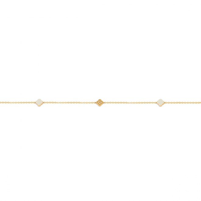 Pulsera con motivo y cadena de oro amarillo de 18 Kt con diamantes de 0,04 ct
