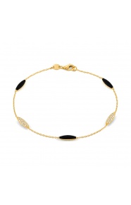 Pulsera con motivo y cadena de oro amarillo de 18 Kt con diamantes de 0,36 ct