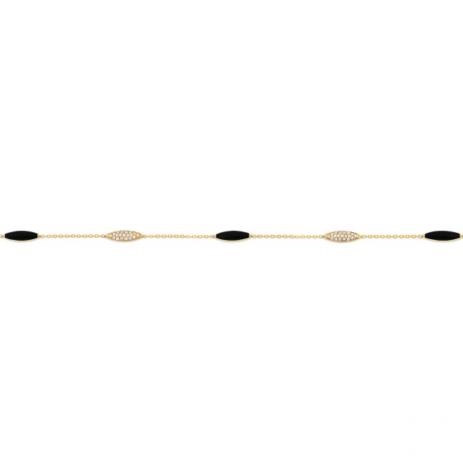Pulsera con motivo y cadena de oro amarillo de 18 Kt con diamantes de 0,36 ct