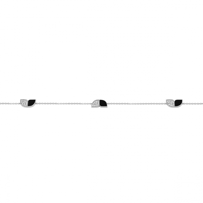 Pulsera con motivo y cadena de oro blanco de 18 Kt con diamantes de 0,25 ct