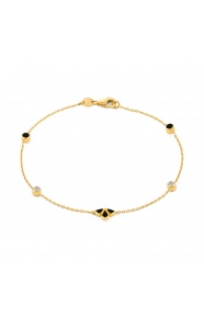 Pulsera con motivo y cadena de oro amarillo de 18 Kt con diamantes de 0,16 ct