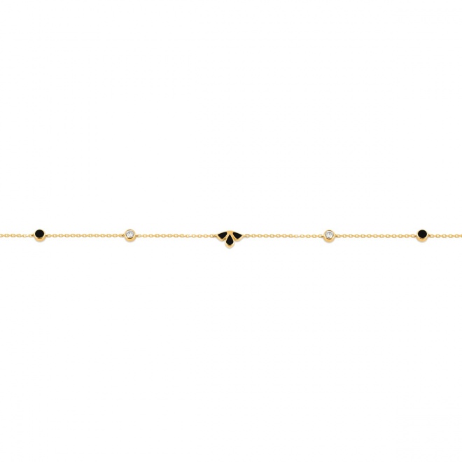 Pulsera con motivo y cadena de oro amarillo de 18 Kt con diamantes de 0,16 ct