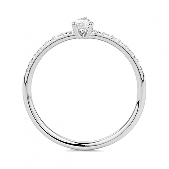 Anillo Solitario de oro blanco de 18 Kt con diamantes de 0,25 ct