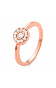 Anillo de oro rosa de 18 Kt con diamantes de 0,21 ct