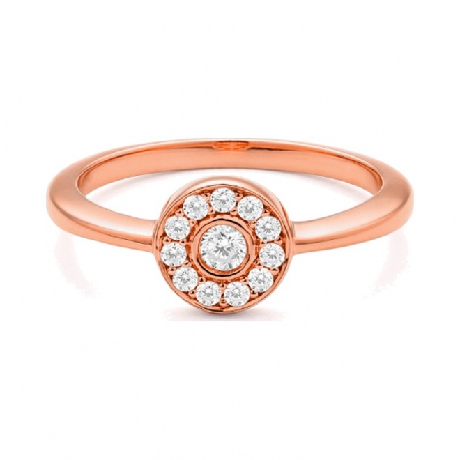 Anillo de oro rosa de 18 Kt con diamantes de 0,21 ct