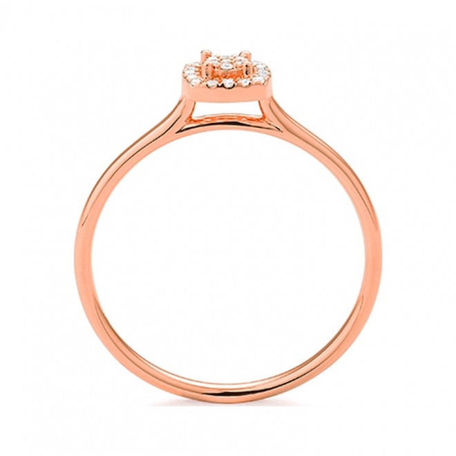 Anillo de oro rosa de 18 Kt con diamantes de 0,07 ct