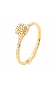 Anillo de oro amarillo de 18 Kt con diamantes de 0,12 ct