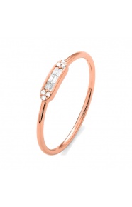 Anillo de oro rosa de 18 Kt con diamantes talla baguette de 0,06 ct
