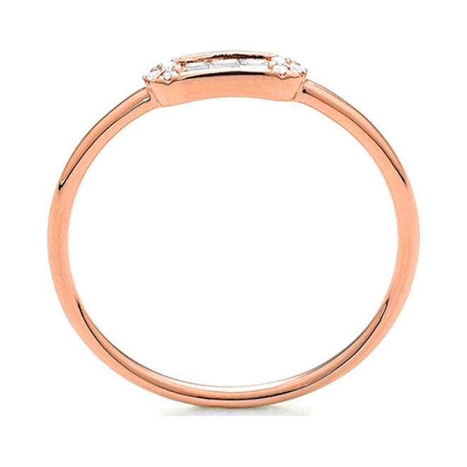 Anillo de oro rosa de 18 Kt con diamantes talla baguette de 0,06 ct