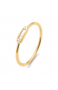 Anillo de oro amarillo de 18 Kt con diamantes talla baguette de 0,06 ct
